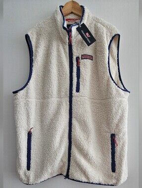 Vineyard Vines Men's Sherpa Vest In Stone Size XXL NWT